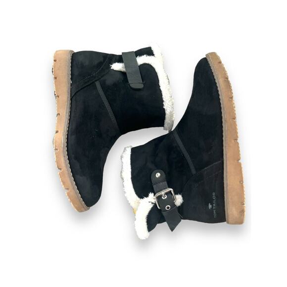 Tom Tailor Ankle Boots Womens Black Suede Fleece Lined Size 39 EU Size 8 US - Picture 3 of 10